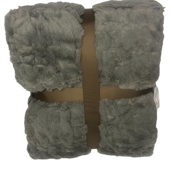 Madison Park GRAY Ultra Soft Ruched Faux Fur Throw Blanket 50X60" - Picture 5 of 8